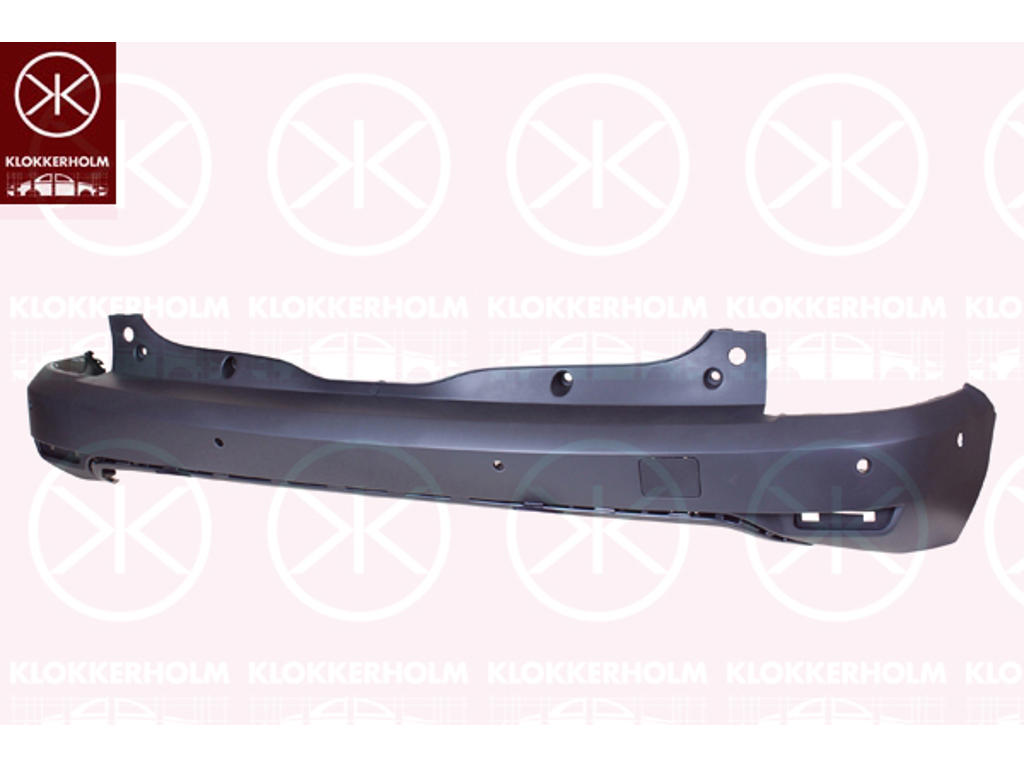 Bumper, Rear, Smooth, black, with hole(s) for park distance control, Number of bores: 6