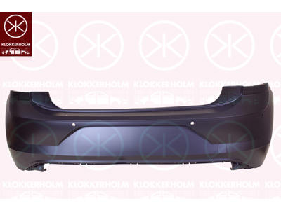 Bumper, w/primer, with hole(s) for park assist (parallel parking), Rear, Number of bores: 6