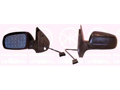 Exterior Mirror, Left, for electric mirror adjustment, w/primer, black, Heatable, Blue-tinted, Plan