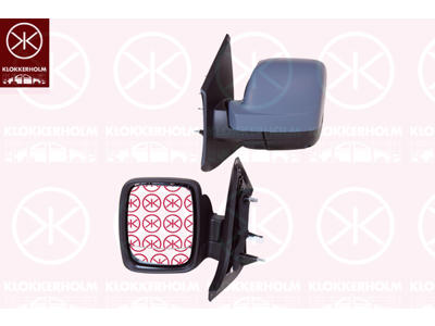 Exterior Mirror, Left, for electric mirror adjustment, w/primer, Number of pins: 5, Heatable, Convex