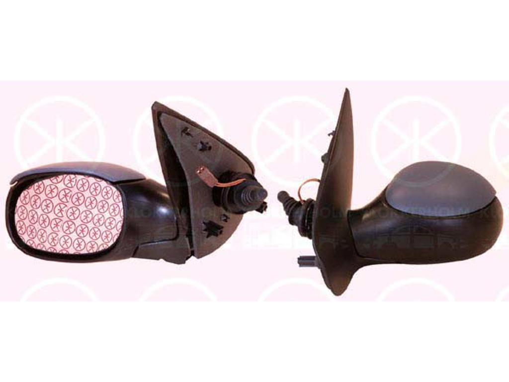 Exterior Mirror, w/primer, Control: cable pull, Aspherical, Heatable, Left