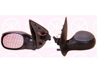 Exterior Mirror, w/primer, Control: cable pull, Aspherical, Heatable, Left