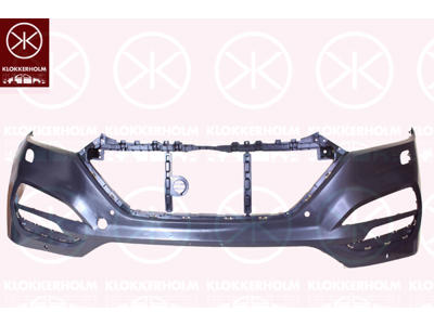 Bumper, Front, with hole(s) for washer nozzle, Smooth, black