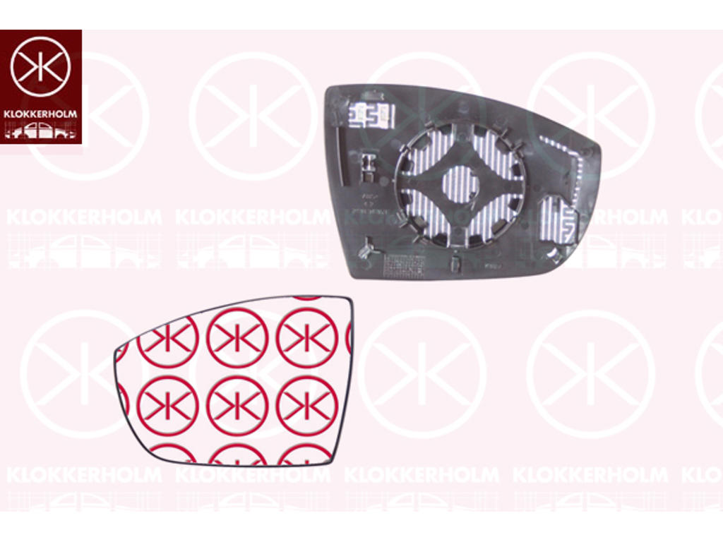 Mirror Glass, exterior mirror, Left, Heatable, Number of pins: 2, Aspherical