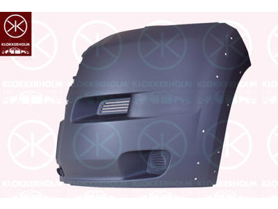 Bumper, grey, Left Front, with holes for extensions, Outer section