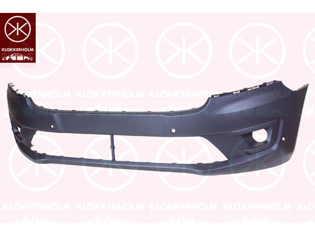 Bumper, Front, black, with hole(s) for fog lights, with hole(s) for park distance control