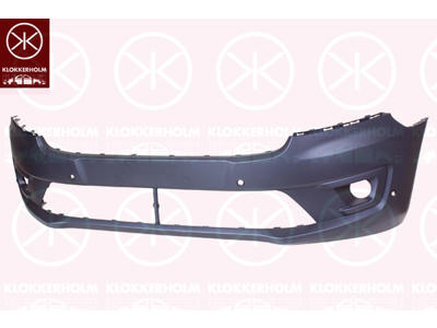 Bumper, Front, black, with hole(s) for fog lights, with hole(s) for park distance control