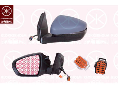 Exterior Mirror, Left, Electronically foldable, Number of pins: 8, Number of pins: 2, Heatable, w/primer, Convex