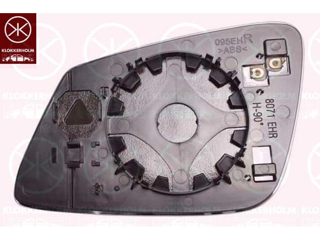 Spegelglas, yttre spegel, Höger, Antal stickkontakter: 2, uppvärmbar, utan automatisk avbländning, asfärisk