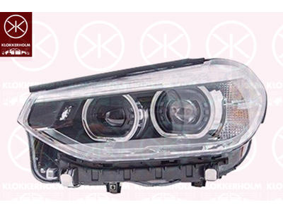 Huvudstrålkastare, Höger, LED, med varselljus (LED), med stäämotor för lysviddsreglering, AL