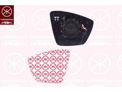Mirror Glass, exterior mirror, without automatic dimming, Left, for vehicles with lane keeping assist, Heatable, Convex