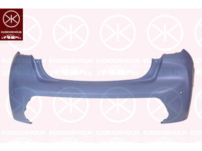Bumper, w/primer, for vehicles with rear view camera system, Rear, with hole(s) for park distance control, Upper section, Number of bores: 2