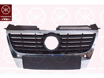 Radiator Grille, with hole(s) for park distance control, Diameter [mm]: 130, chrome/black, with hole(s) for emblems