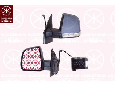 Exterior Mirror, Left, for electric mirror adjustment, Number of pins: 6, Heatable, w/primer, Convex