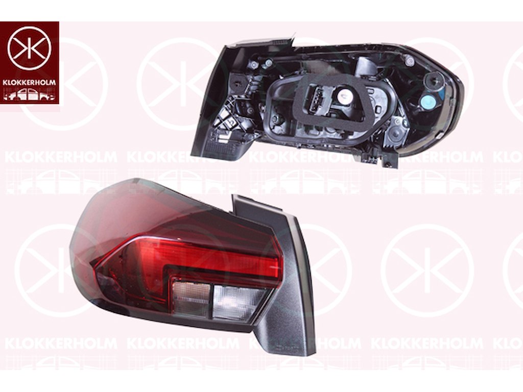 Tail Light Assembly, with bulb holder, Left, P21/5W, PY21W, W16W, Valeo