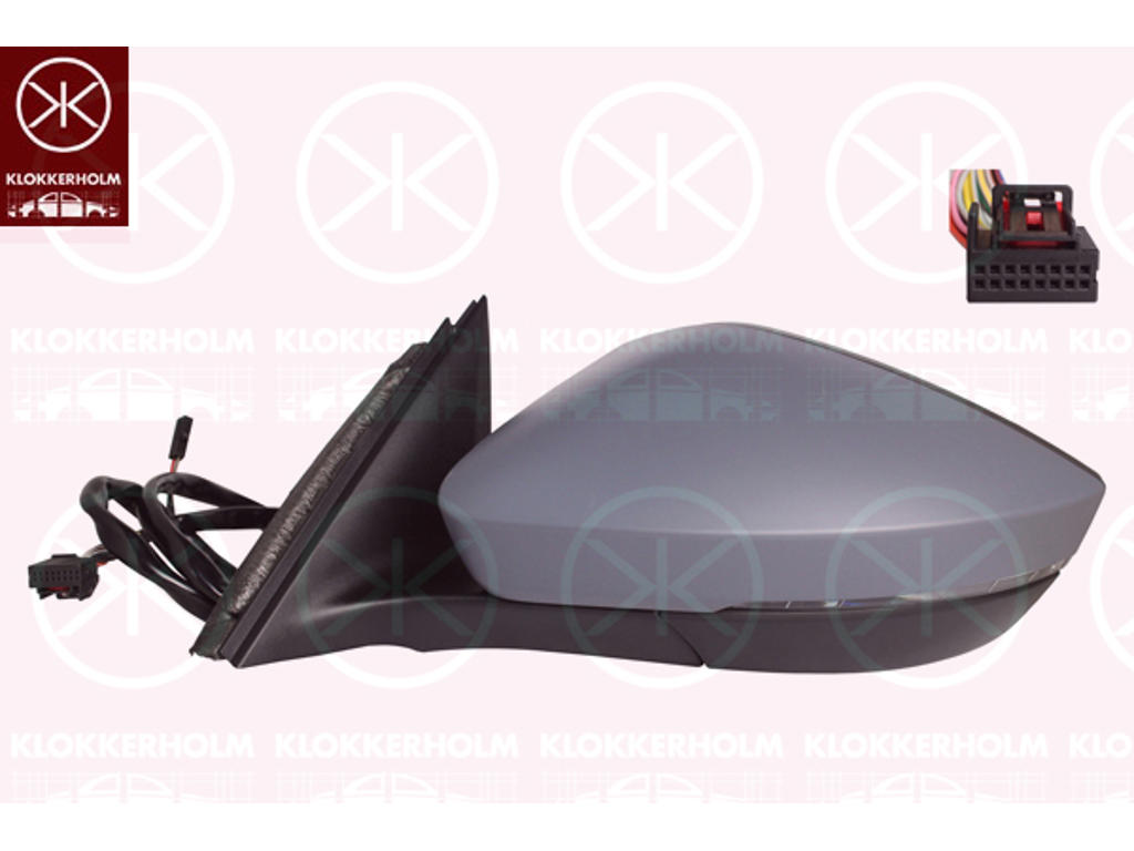 Exterior Mirror, Left, without automatic dimming, Outer/Inner Mirror: Prepared for Automatic Dimming, Electronically foldable, with memory, Number of pins: 15, with indicator, with reading light, Heatable, w/primer, Convex