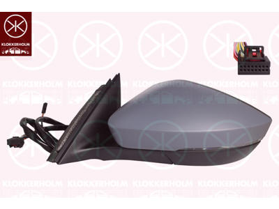 Exterior Mirror, Left, without automatic dimming, Outer/Inner Mirror: Prepared for Automatic Dimming, Electronically foldable, with memory, Number of pins: 15, with indicator, with reading light, Heatable, w/primer, Convex