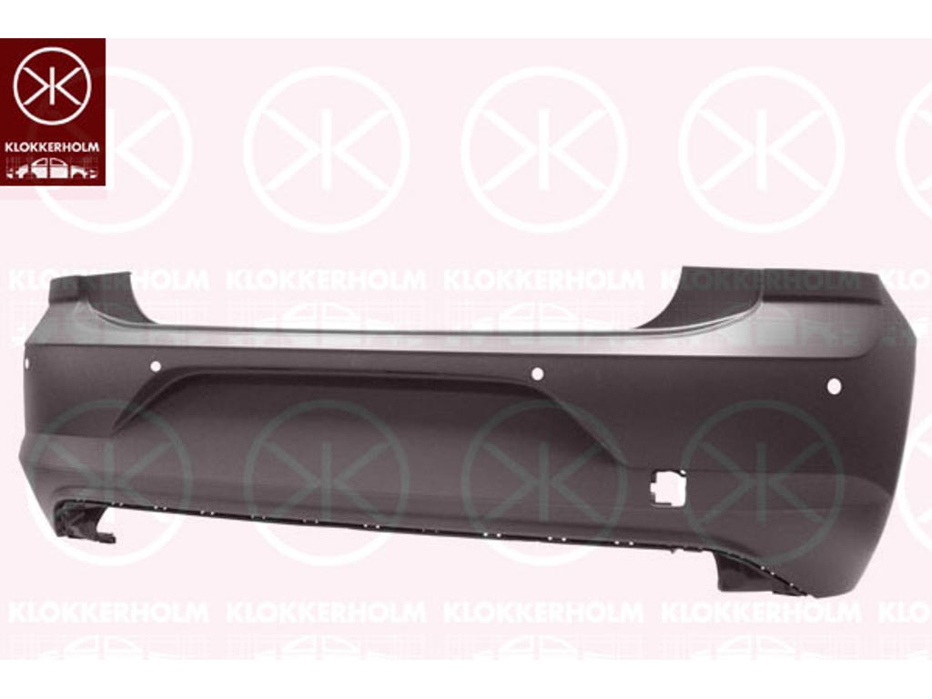 Bumper, w/primer, Rear, with hole(s) for park distance control, Number of bores: 4