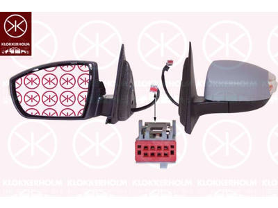 Exterior Mirror, Connector Shape: angular, Number of pins: 8, Left, for electric mirror adjustment, Electronically foldable, with reading light, Heatable, w/primer, Aspherical