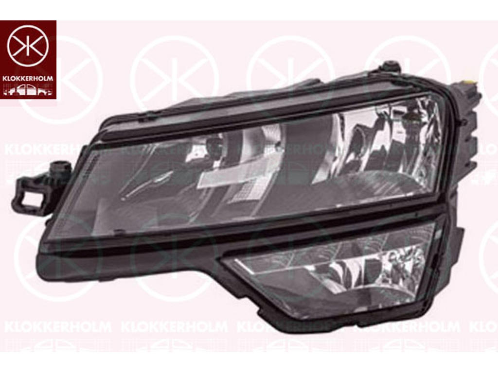 Headlight, Varroc, Right, H7/H1, PWY24W, W5W, with daytime running light (LED), with motor for headlamp levelling