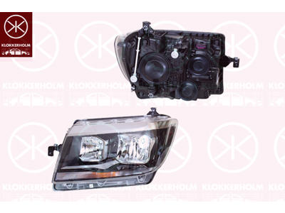 Headlight, Left, H7, H15, with motor for headlamp levelling, H21W, W5W, Hella