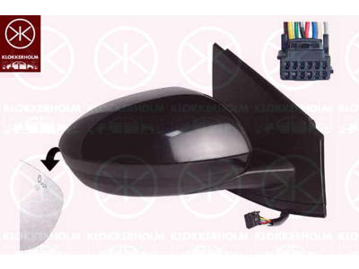 Exterior Mirror, Right, for electric mirror adjustment, Heatable blind spot mirror, Number of pins: 9, with thermo sensor, Convex, w/primer