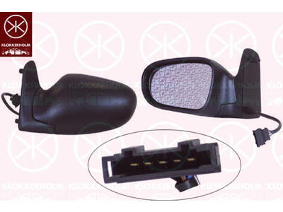 Exterior Mirror, for electric mirror adjustment, Convex, Heatable, Left, Number of pins: 5, Connector Shape: rectangular