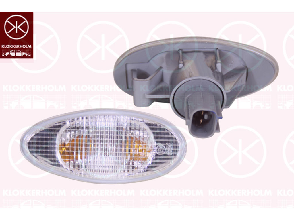 Direction Indicator, with bulb holder, white, lateral installation