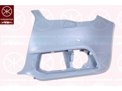 Bumper, Left Front, with hole(s) for washer nozzle, with hole(s) for park distance control, w/primer