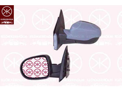 Exterior Mirror, Left, for electric mirror adjustment, Number of pins: 5, w/primer, Heatable, Aspherical