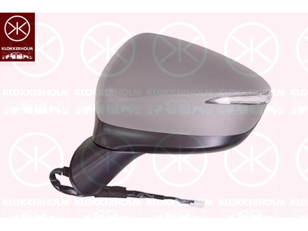Exterior Mirror, Right, for electric mirror adjustment, Electronically foldable, Number of pins: 7, with indicator, Convex, w/primer