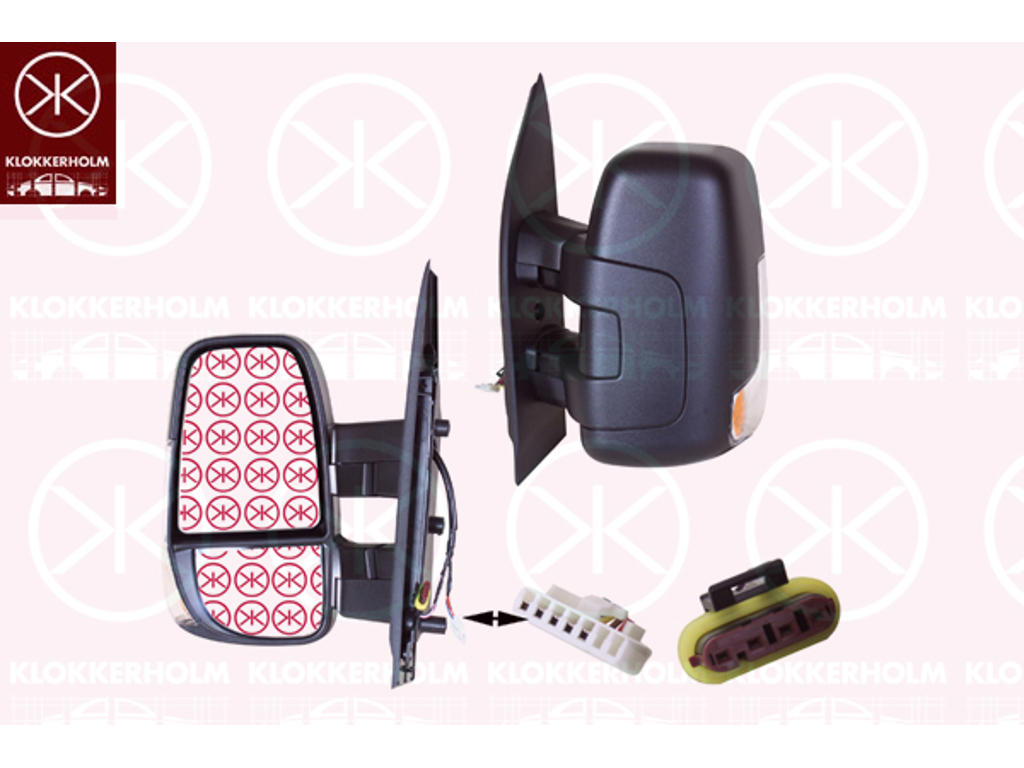 Exterior Mirror, Left, Short mirror arm, for electric mirror adjustment, Number of pins: 5, Number of pins: 4, with indicator, with thermo sensor, Heatable, Convex