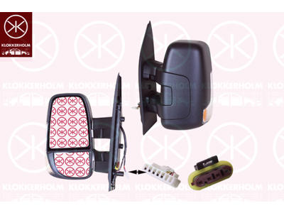 Exterior Mirror, Left, Short mirror arm, for electric mirror adjustment, Number of pins: 5, Number of pins: 4, with indicator, with thermo sensor, Heatable, Convex