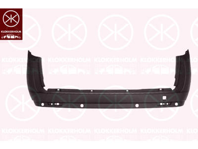 Bumper, Rear, for vehicles with tailgate, with hole(s) for park distance control, black