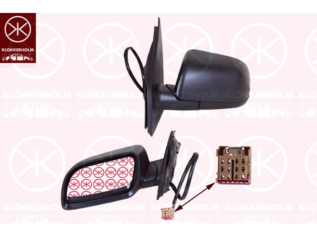 Exterior Mirror, w/primer, for electric mirror adjustment, Convex, Heatable, Right