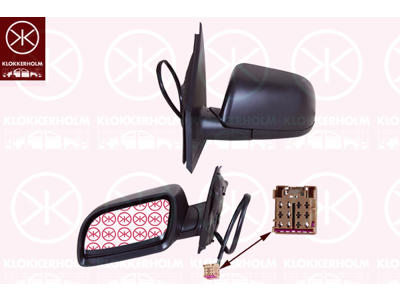 Exterior Mirror, w/primer, for electric mirror adjustment, Convex, Heatable, Right