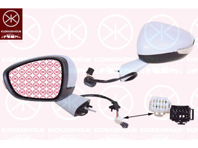 Exterior Mirror, Left, for vehicles with lane keeping assist, Number of pins: 16, Electronically foldable, with memory, with indicator, with reading light, with thermo sensor, Heatable, w/primer, Convex