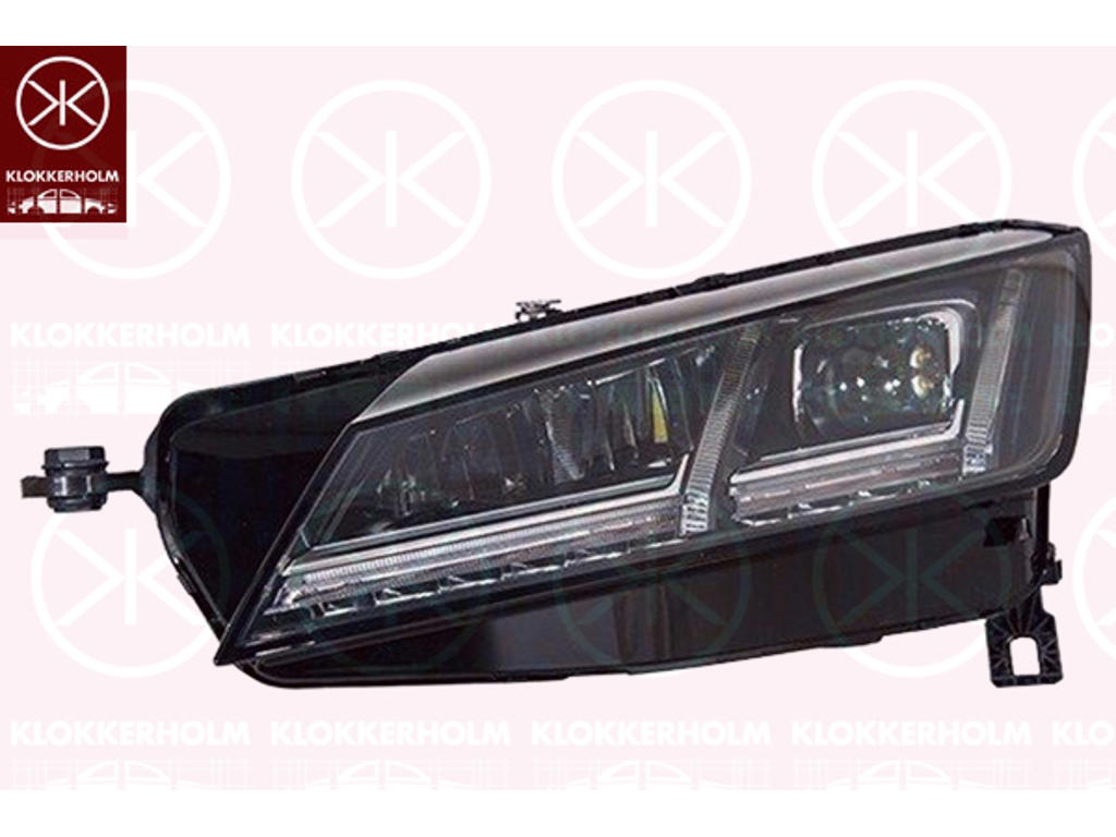 Huvudstrålkastare, Vänster, LED, med varselljus (LED), utan LED-styrnin för varsel-/positionsljus, Antal lyktfunktioner: 7, med stäämotor för lysviddsreglering, AL