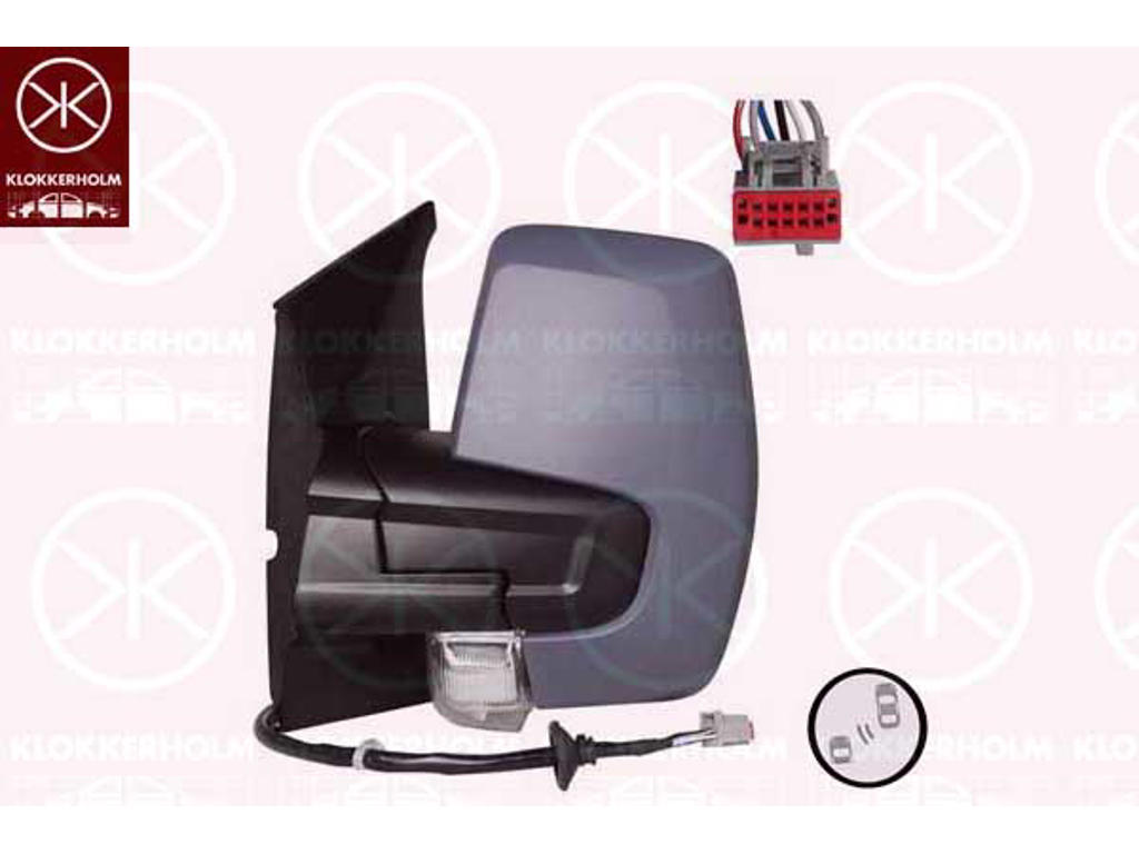 Exterior Mirror, Left, Heatable blind spot mirror, Electronically foldable, Number of pins: 10, with indicator, WY5W, Heatable, w/primer, Convex