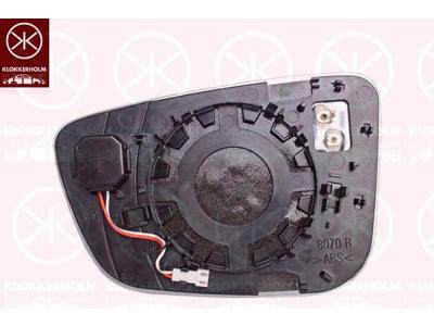 Mirror Glass, exterior mirror, Right, for vehicles with lane keeping assist, Number of pins: 4, Heatable, Aspherical