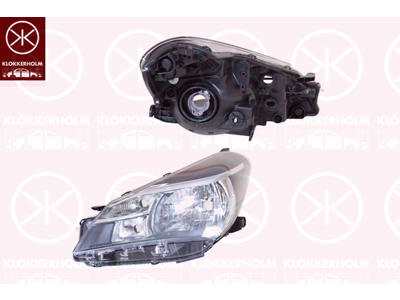 Headlight, H4, Left, Illuminance [lx]: 12.5, Housing Colour: black, without motor for headlamp levelling, Koito-type