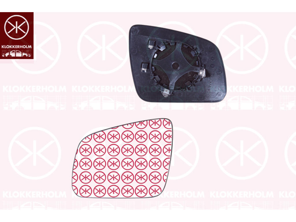 Mirror Glass, exterior mirror, Left, Heatable, Number of pins: 2, Aspherical