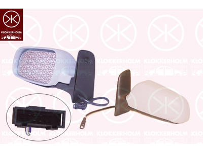 Exterior Mirror, w/primer, for electric mirror adjustment, Convex, Heatable, Right, Connector Shape: angular, Number of pins: 5