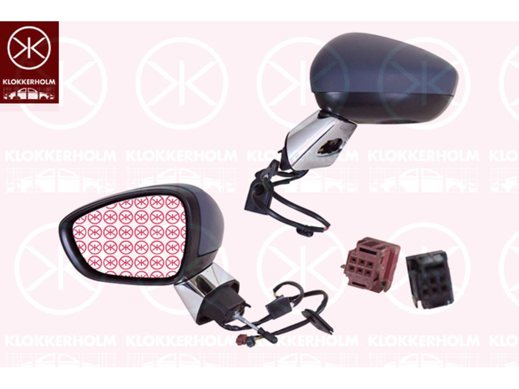 Exterior Mirror, Left, for electric mirror adjustment, Electronically foldable, Number of pins: 9, chrome, w/primer, Heatable, Convex