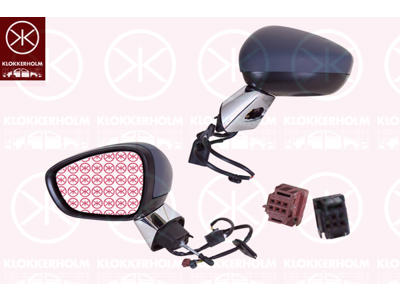 Exterior Mirror, Left, for electric mirror adjustment, Electronically foldable, Number of pins: 9, chrome, w/primer, Heatable, Convex