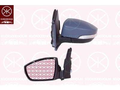 Exterior Mirror, for vehicles with blind spot assistant, Left, Electronically foldable, with reading light, Number of pins: 10, w/primer, Heatable, Aspherical