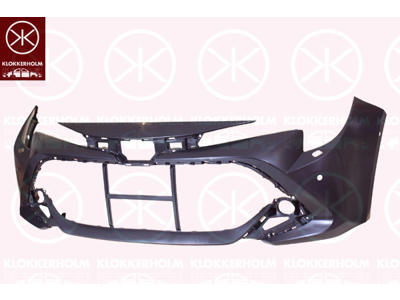 Bumper, with hole(s) for park assist (parallel parking), Front, Smooth, with hole(s) for washer nozzle