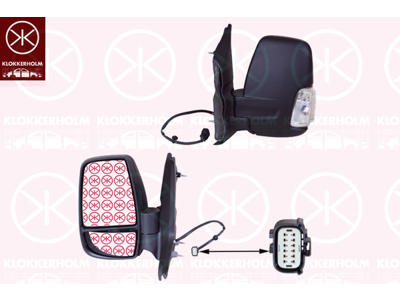 Exterior Mirror, Left, Electronically foldable, Short mirror arm, Heatable, with indicator, Indicator Colour: white, WY5W, Convex