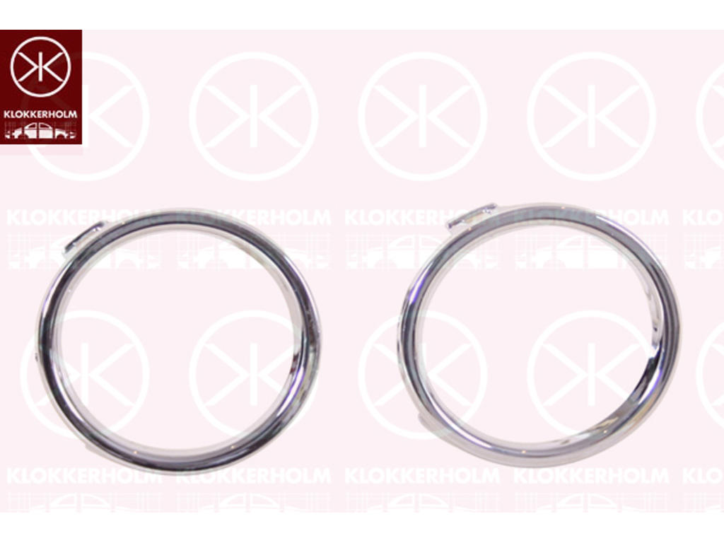 Housing, front fog light, Front, Outer section, Set, chrome