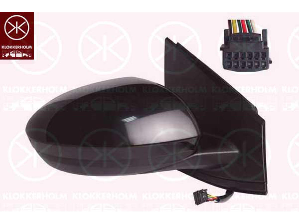 Exterior Mirror, Right, for electric mirror adjustment, Number of pins: 7, with temperature sensor, Heatable, Convex, w/primer